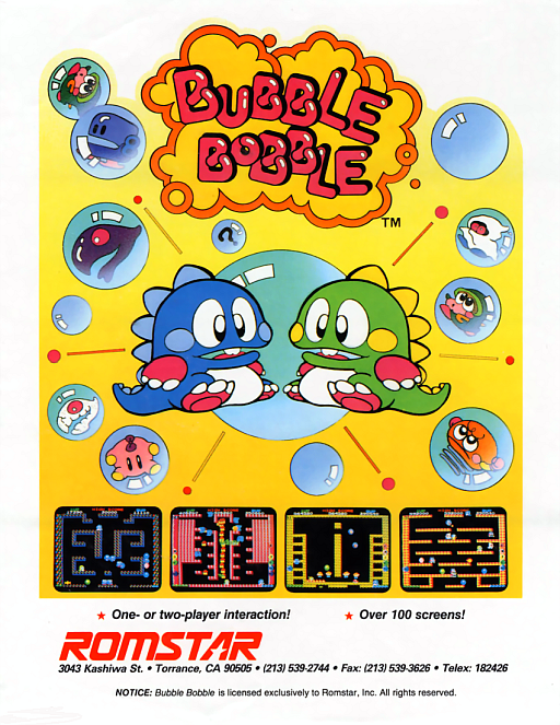 Bubble Bobble (US with mode select) Game Cover